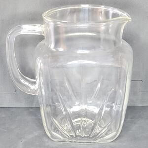 Federal Glass Clear Starburst Pitcher Small Square 6 Cup Breakfast MCM Vtg 1950